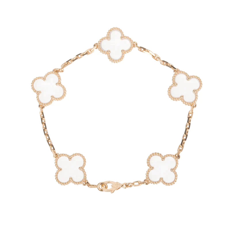 [Demi jewelry]CLOVER 5 MOTIF ROCK CRYSTAL BRACELET