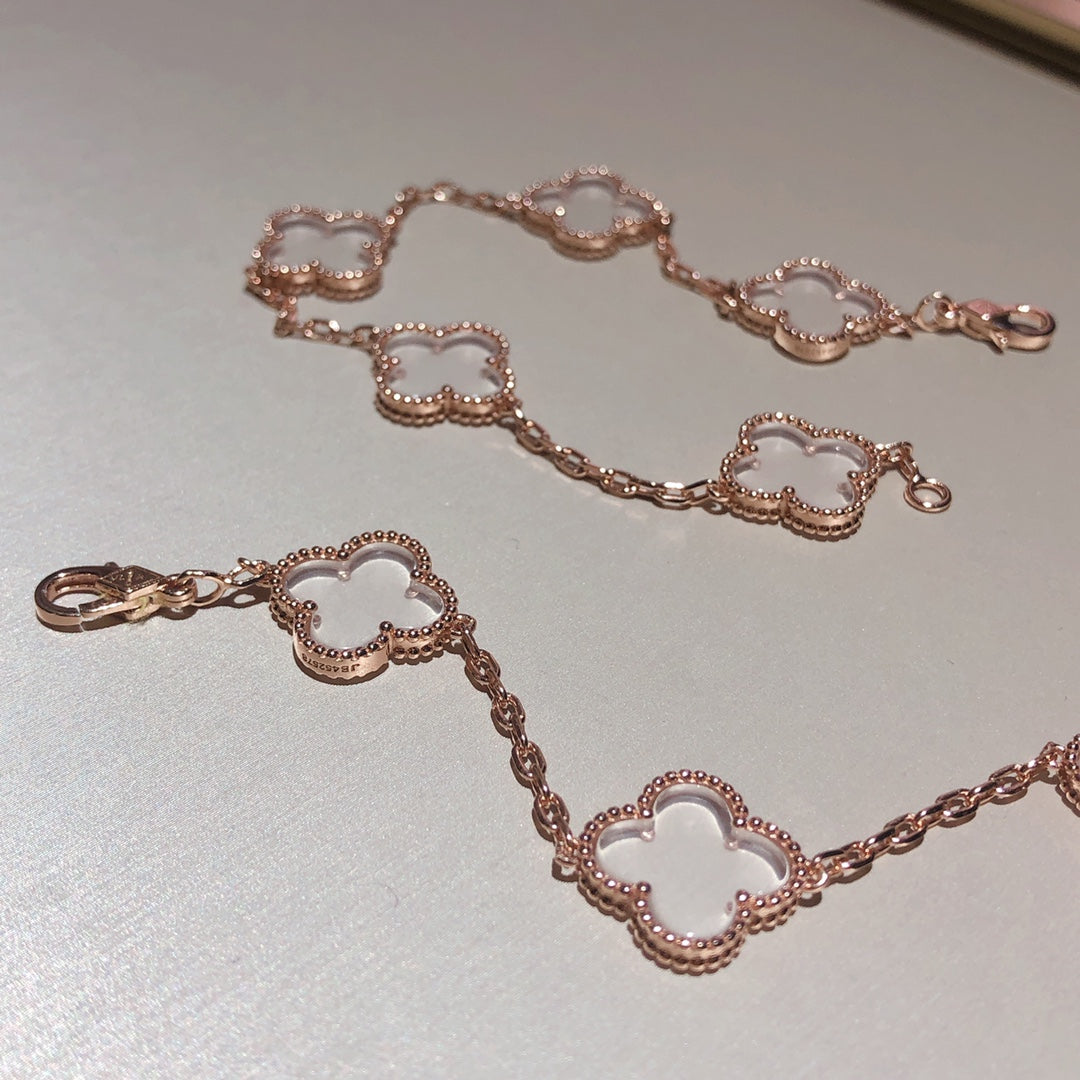 [Mystic]CLOVER 5 MOTIF ROCK CRYSTAL BRACELET