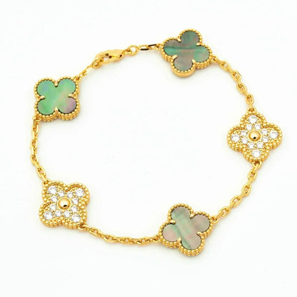 [Mystic] CLOVER 5 MOTIF GRAY MOP BRACELET COLLECTION