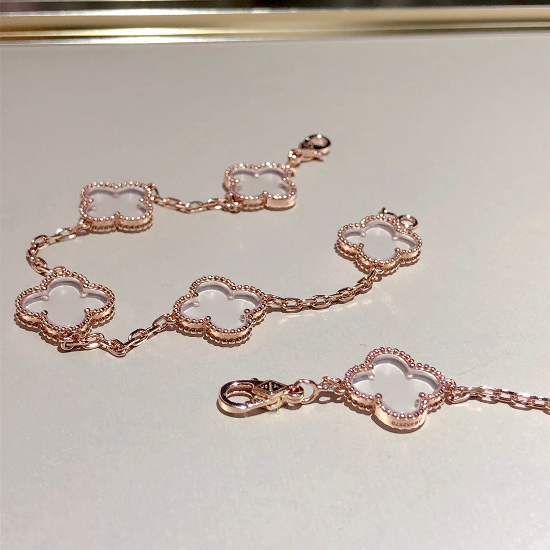 [Mystic]CLOVER 5 MOTIF ROCK CRYSTAL BRACELET