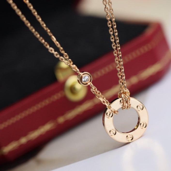 [Demi jewelry]LOVE NECKLACE ADJUSTABLE ROSE GOLD 2 DIAMOND