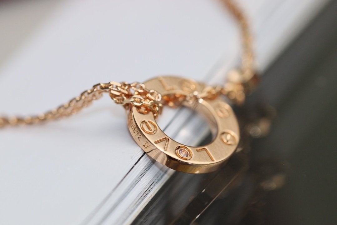 [Demi jewelry]LOVE NECKLACE ADJUSTABLE ROSE GOLD 2 DIAMOND