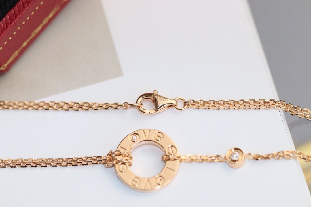 [Demi jewelry]LOVE NECKLACE ADJUSTABLE ROSE GOLD 2 DIAMOND