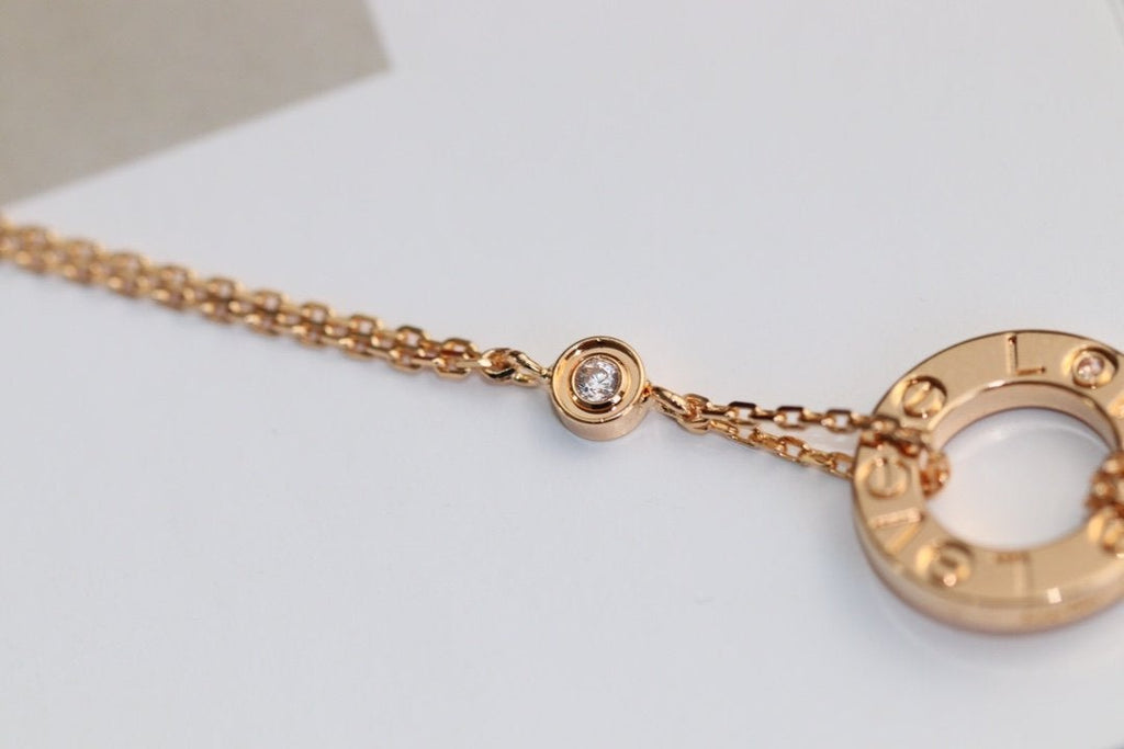 [Demi jewelry]LOVE NECKLACE ADJUSTABLE ROSE GOLD 2 DIAMOND