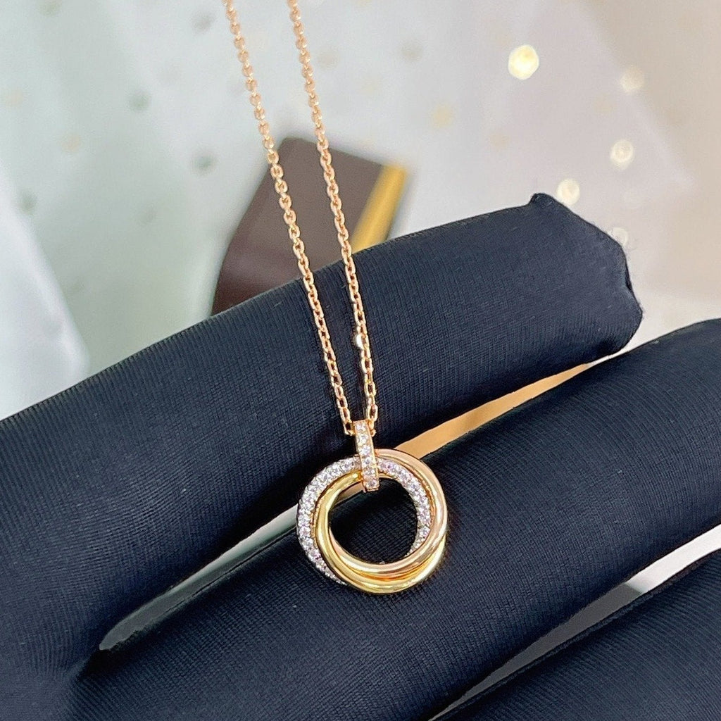 [Demi jewelry]TRINITY NECKLACE SILVER GOLD PINK GOLD DIAMONDS