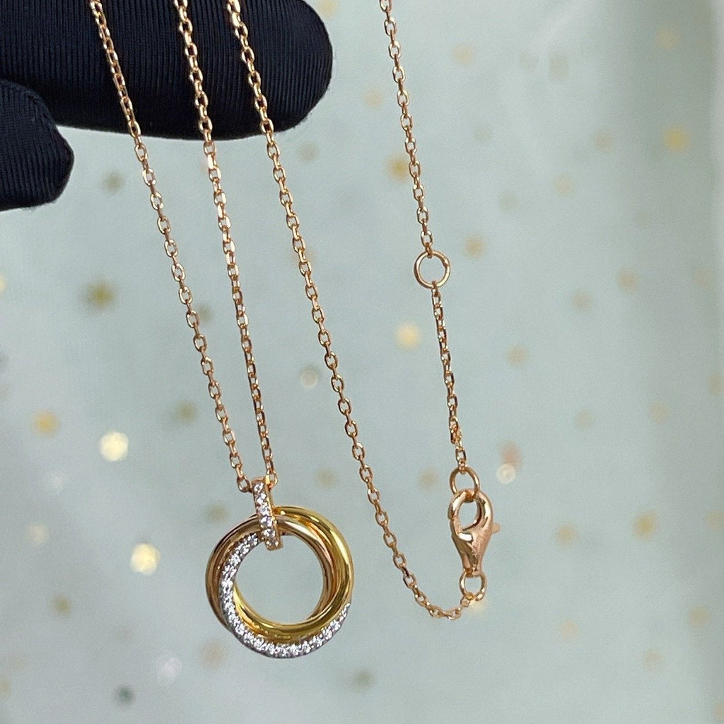 [Demi jewelry]TRINITY NECKLACE SILVER GOLD PINK GOLD DIAMONDS