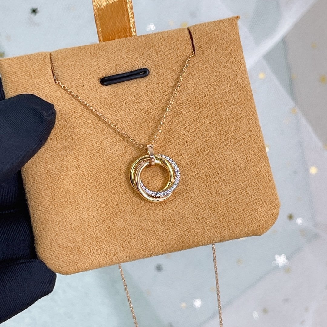 [Mystic]TRINITY NECKLACE SILVER GOLD PINK GOLD DIAMONDS