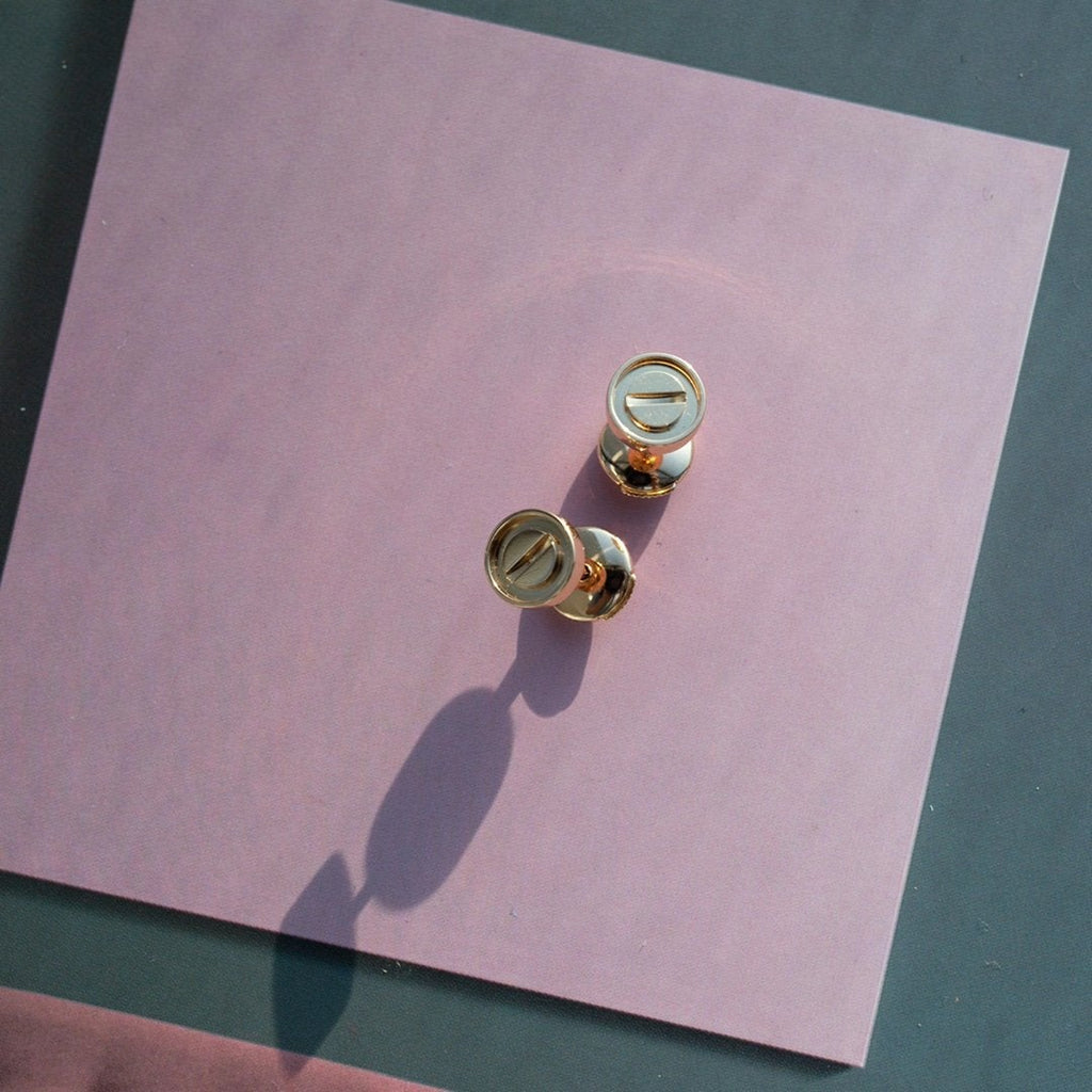 [Demi jewelry]LOVE EARRINGS PINK GOLD 10MM