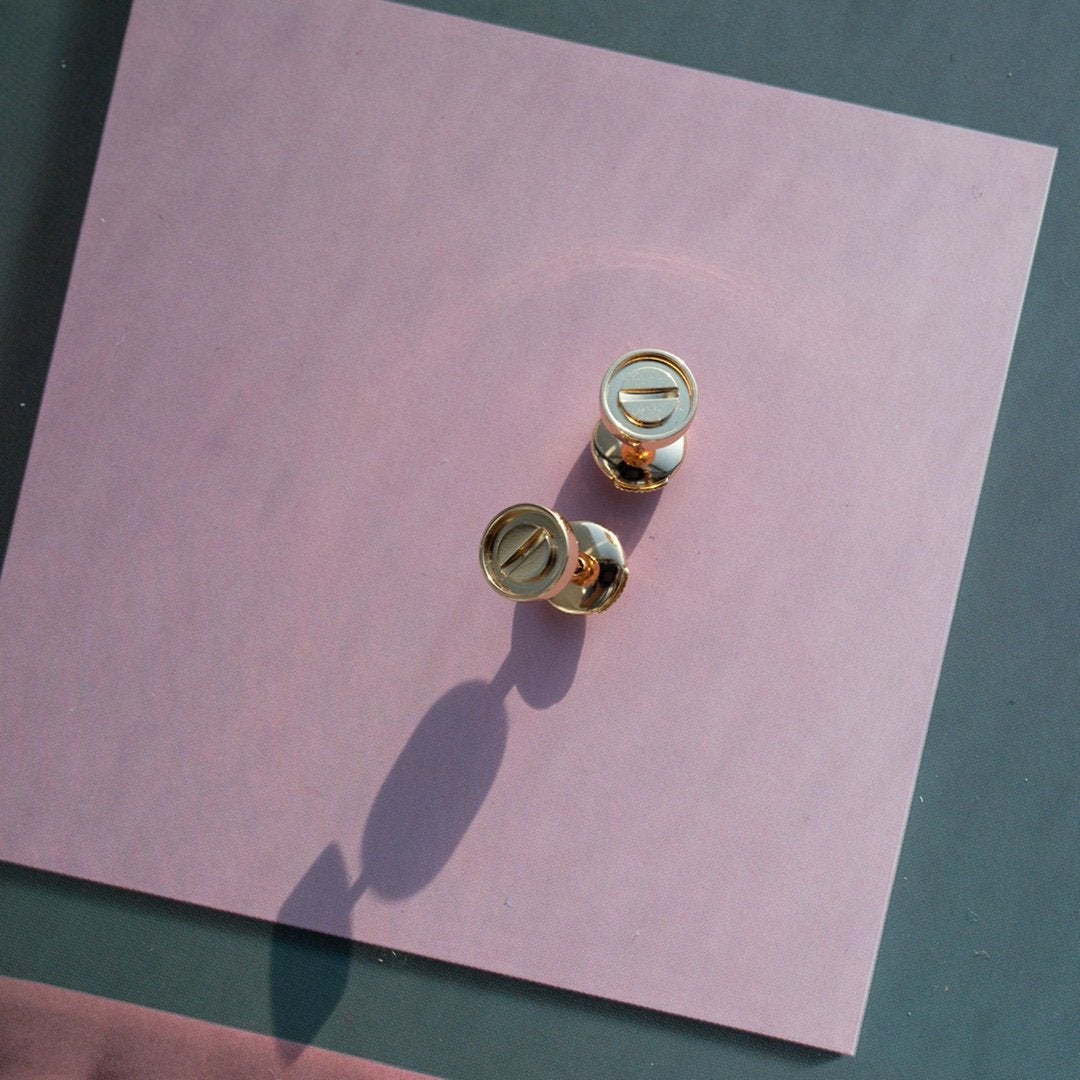 [Demi jewelry]LOVE EARRINGS PINK GOLD 10MM