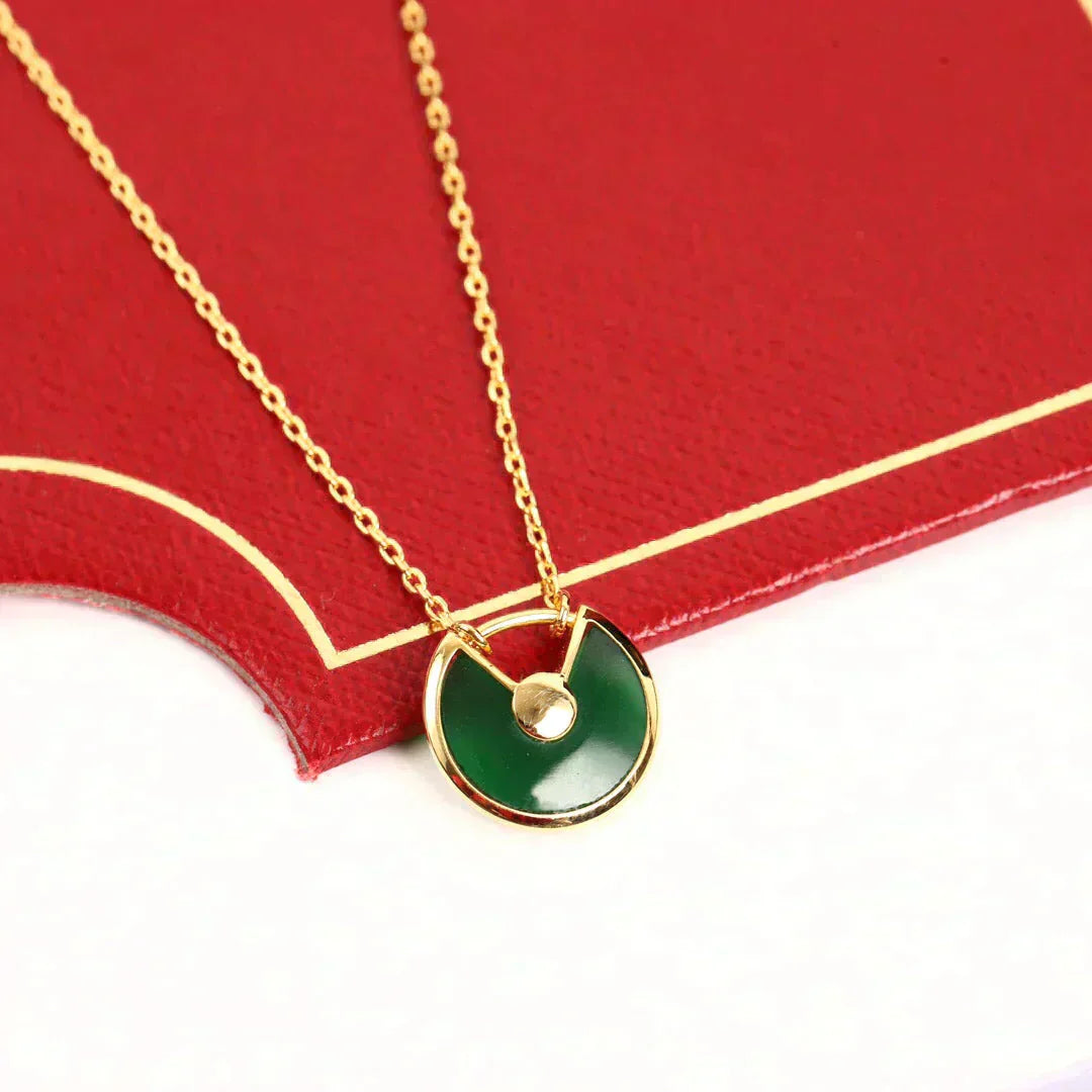 [Demi jewelry]AMULETTE GOLD MALACHITE NECKLACE