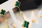[Demi jewelry]CLOVER EARRINGS GOLD MALACHITE DIAMOND 3 MOTIF