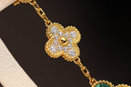 [Demi jewelry]CLOVER EARRINGS GOLD MALACHITE DIAMOND 3 MOTIF