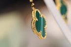 [Demi jewelry]CLOVER EARRINGS GOLD MALACHITE DIAMOND 3 MOTIF