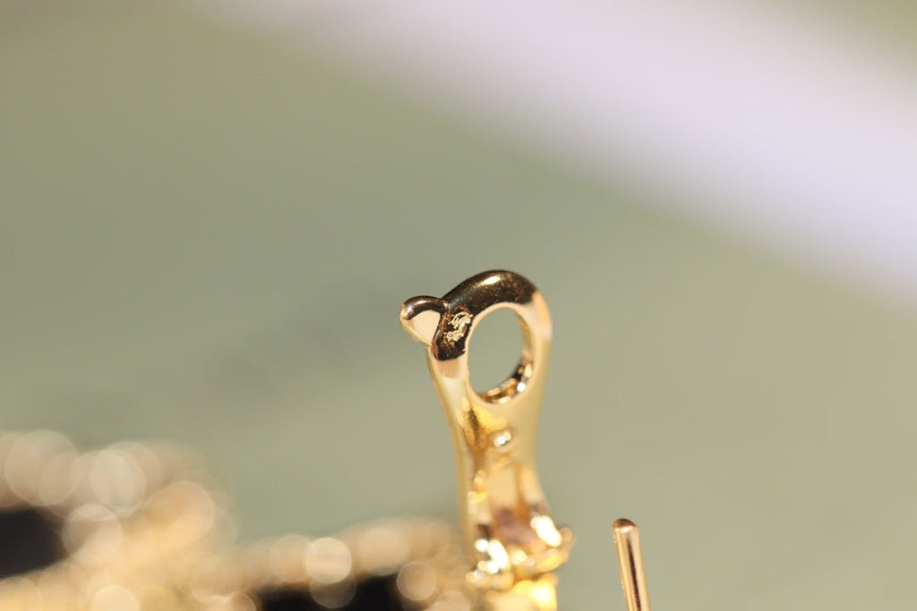 [Demi jewelry]CLOVER EARRINGS GOLD ONYX MOP 3 MOTIF