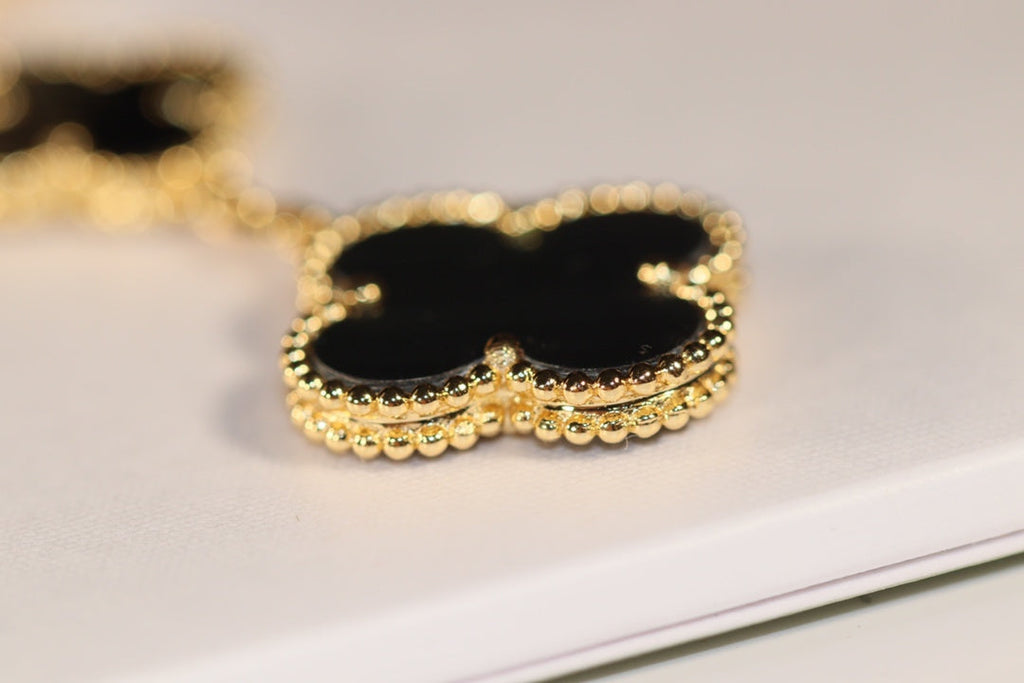 [Demi jewelry]CLOVER EARRINGS GOLD ONYX MOP 3 MOTIF