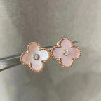 [Demi jewelry]CLOVER MEDIUM 1 MOTIFS  PINK MOP DIAMOND EARRINGS