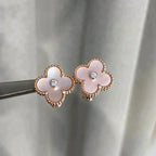 [Demi jewelry]CLOVER MEDIUM 1 MOTIFS  PINK MOP DIAMOND EARRINGS