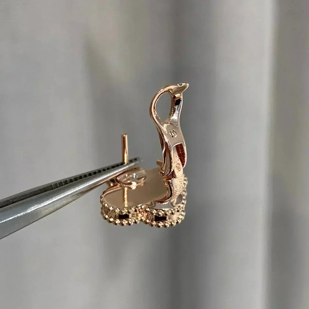 [Demi jewelry]CLOVER MEDIUM 1 MOTIFS  PINK MOP DIAMOND EARRINGS
