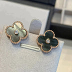 [Demi jewelry]CLOVER MEDIUM 1 MOTIFS GRAY MOP  DIAMOND EARRINGS