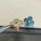 [Demi jewelry]CLOVER MEDIUM 1 MOTIFS GRAY MOP  DIAMOND EARRINGS