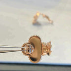 [Demi jewelry]CLOVER MEDIUM 1 MOTIFS GRAY MOP  DIAMOND EARRINGS