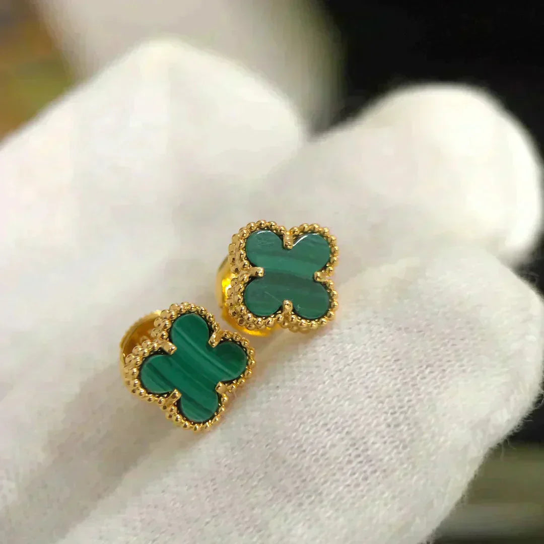 [Demi jewelry]CLOVER MINI 9.5MM MALACHITE  EARRINGS