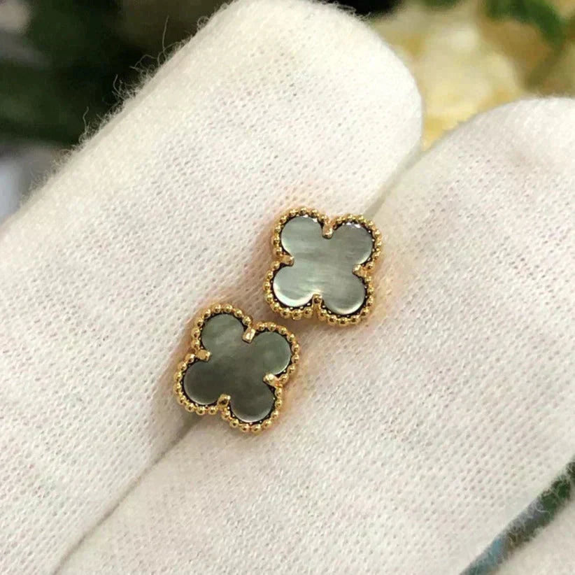 [Demi jewelry]CLOVER MINI 9.5MM GRAY MOP EARRINGS
