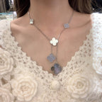 [Demi jewelry]CLOVER MOP CHALCEDONY NECKLACE SILVER 6 MOTIF