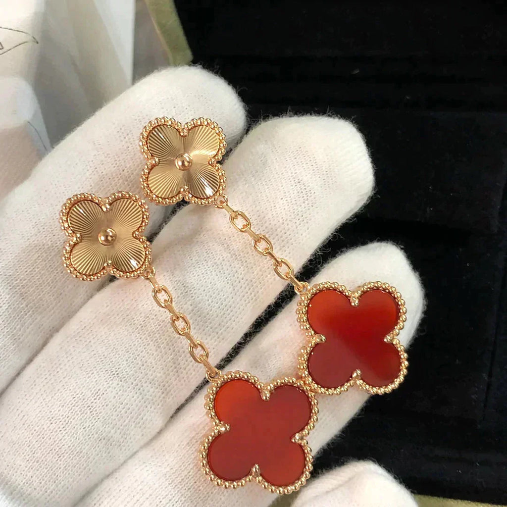 [Demi jewelry]CLOVER 2 MOTIF  LASER CARNELIAN EARRINGS