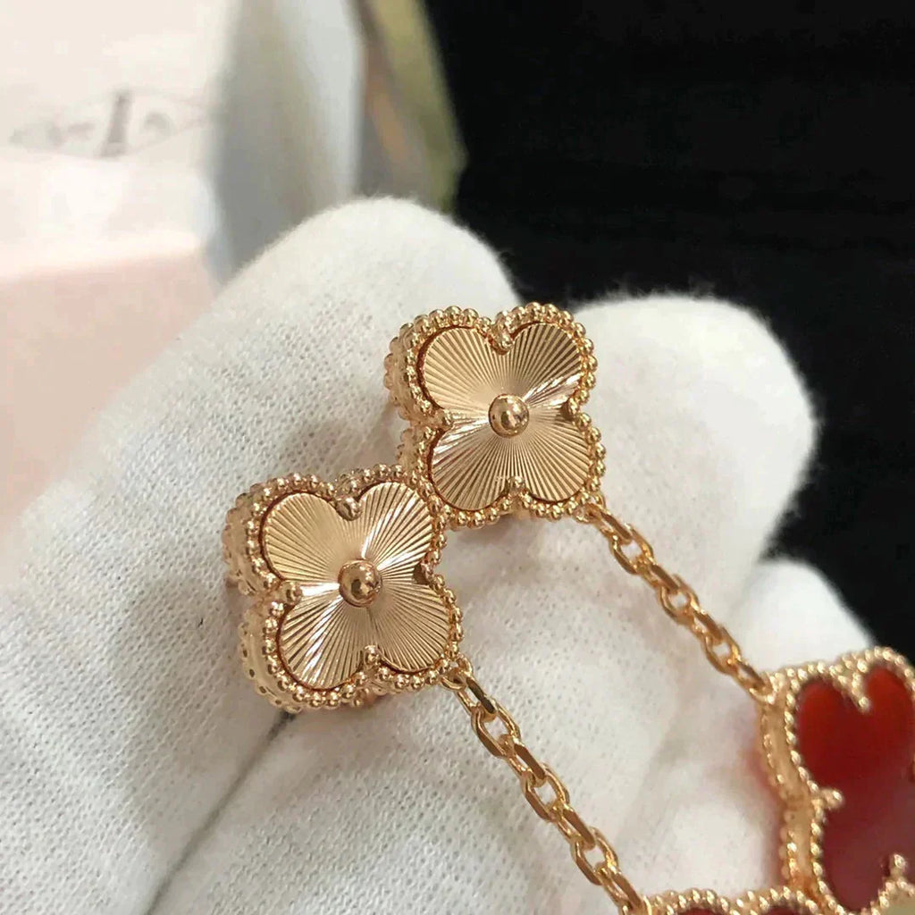 [Demi jewelry]CLOVER 2 MOTIF  LASER CARNELIAN EARRINGS