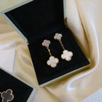 [Demi jewelry]CLOVER 2 MOTIF WHITE MOP EARRINGS