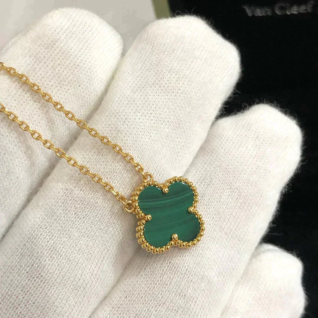 [Demi jewelry]CLOVER 15MM MALACHITE SINGLE FLOWER  NECKLACE