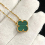 [Demi jewelry]CLOVER 15MM MALACHITE SINGLE FLOWER  NECKLACE