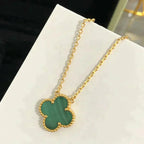 [Demi jewelry]CLOVER 15MM MALACHITE SINGLE FLOWER  NECKLACE