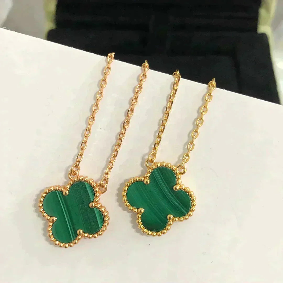 [Demi jewelry]CLOVER 15MM MALACHITE SINGLE FLOWER  NECKLACE