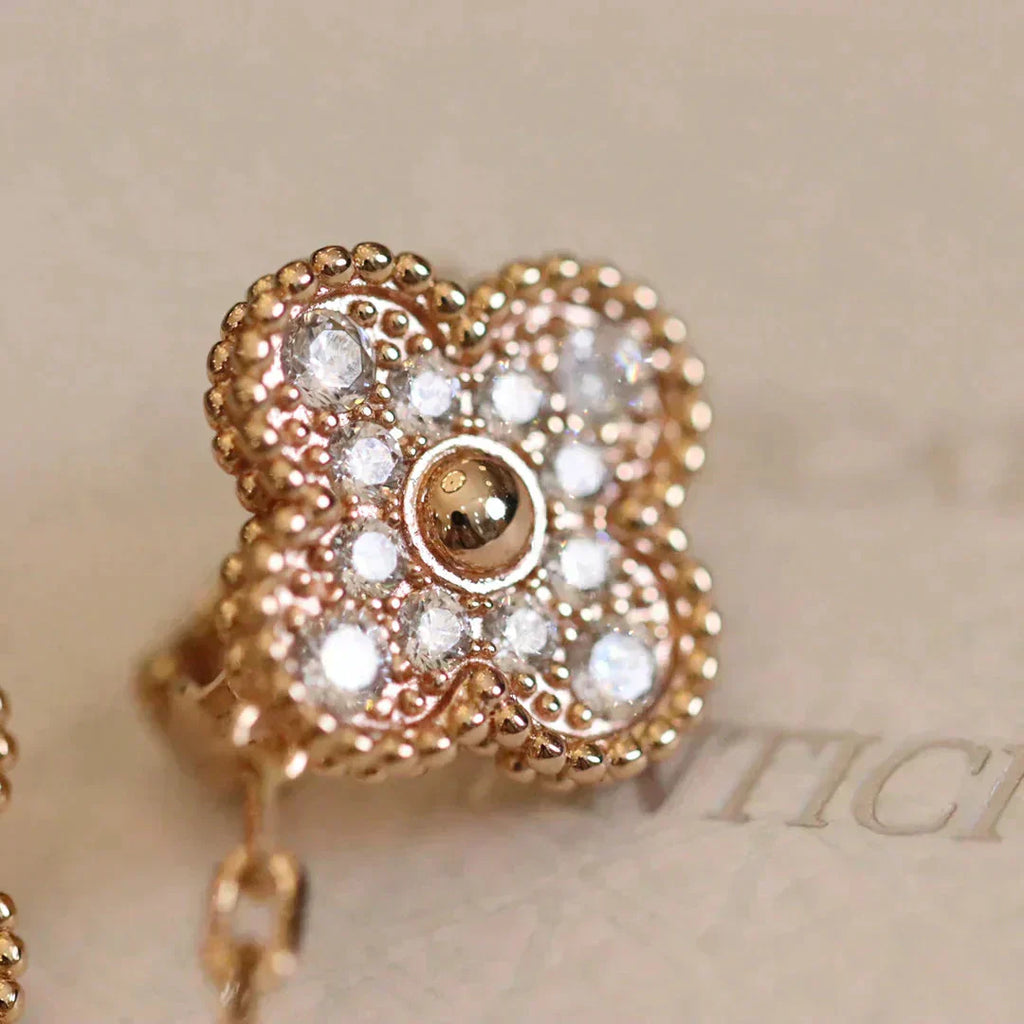 [Demi jewelry]CLOVER MEDIUM 1 MOTIFS FUll DIAMOND EARRINGS