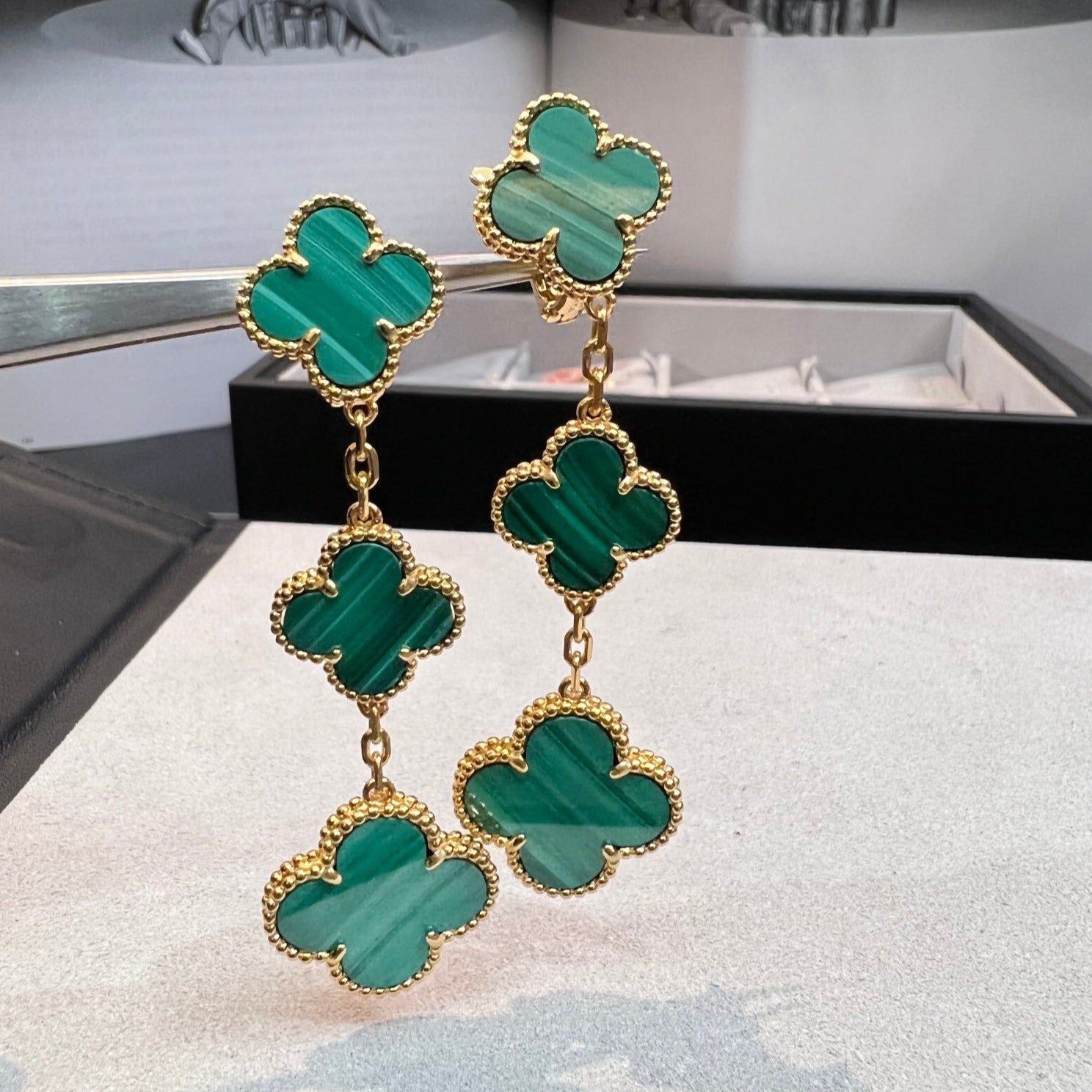 [Demi jewelry]CLOVER MALACHITE 3 MOTIFS GOLD