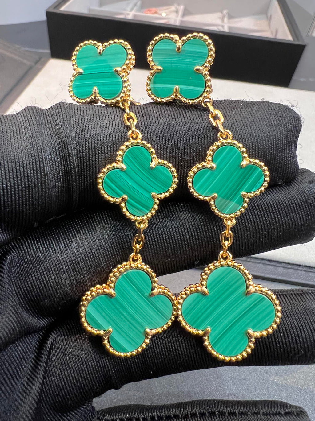 [Demi jewelry]CLOVER MALACHITE 3 MOTIFS GOLD