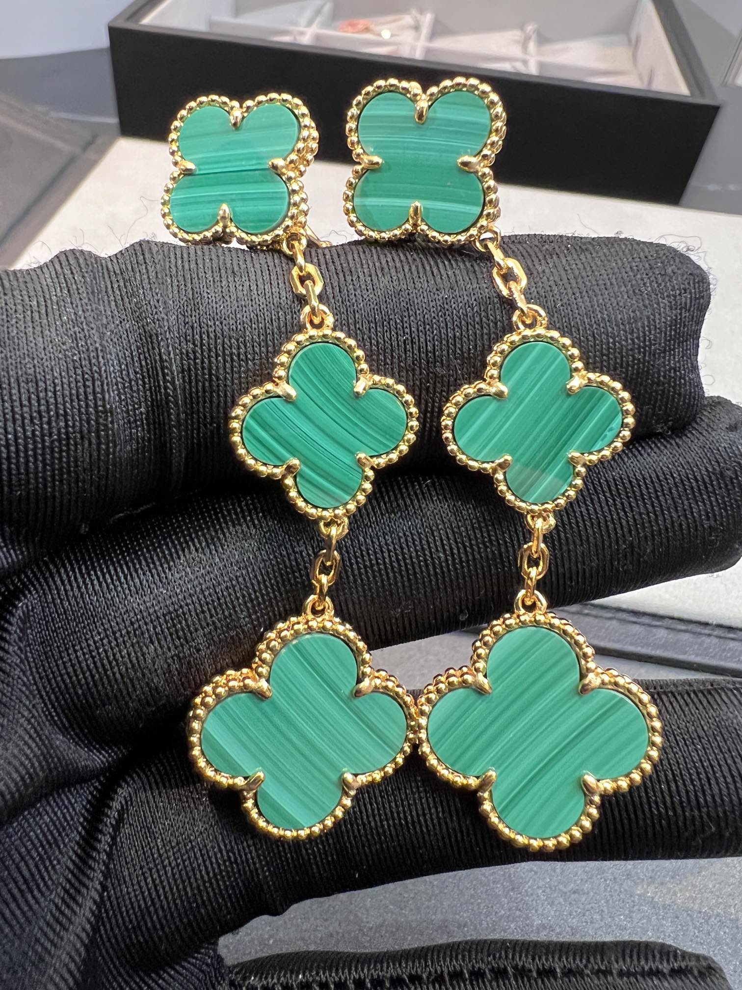 [Demi jewelry]CLOVER MALACHITE 3 MOTIFS GOLD