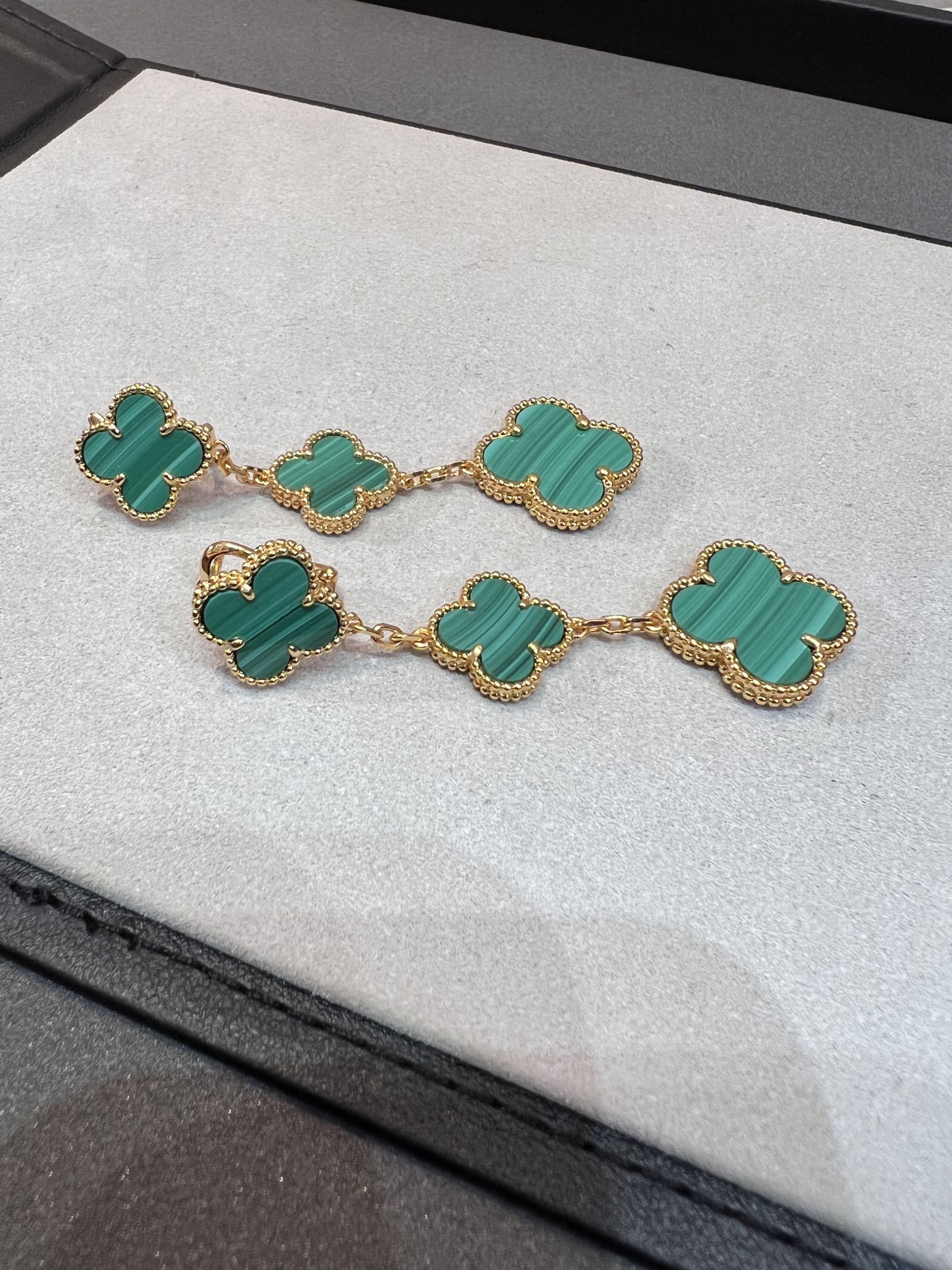 [Demi jewelry]CLOVER MALACHITE 3 MOTIFS GOLD