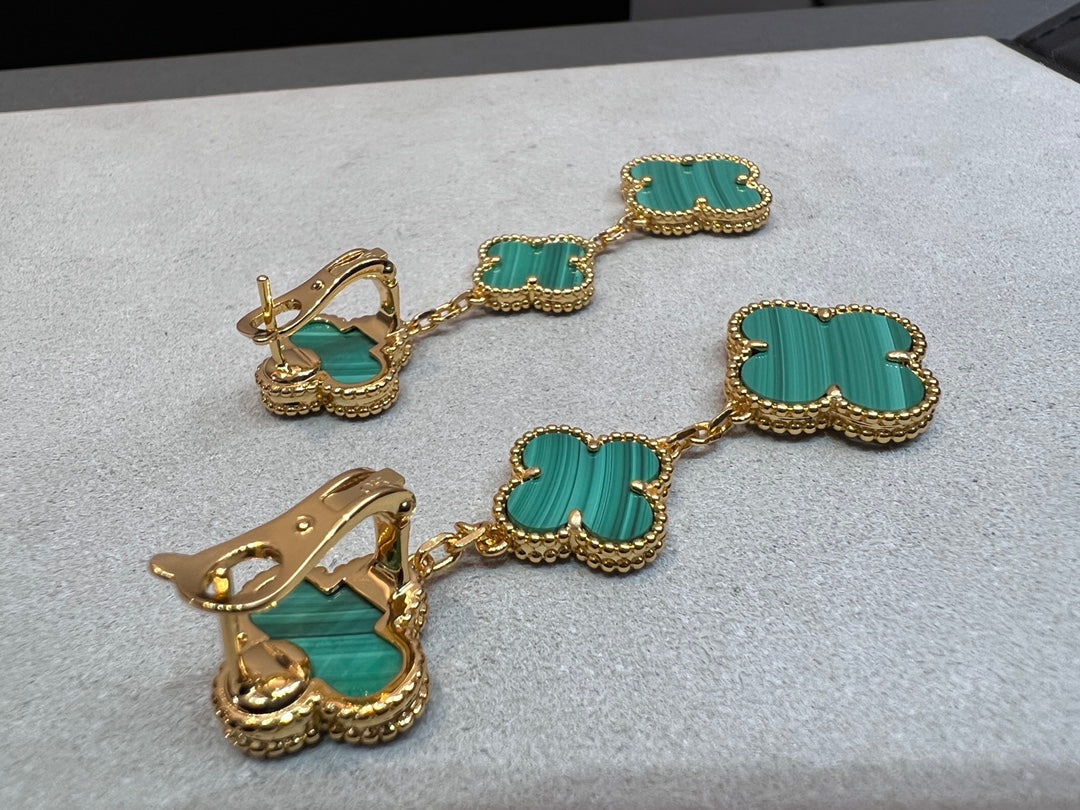 [Demi jewelry]CLOVER MALACHITE 3 MOTIFS GOLD