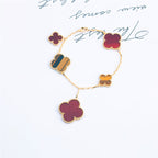 [Demi jewelry]CLOVER BRACELET 5 MOTIFS CARNELIAN TIGER EYE