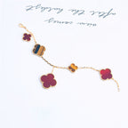 [Demi jewelry]CLOVER BRACELET 5 MOTIFS CARNELIAN TIGER EYE