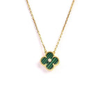 [Demi jewelry]CLOVER 15MM DIAMOND TURQUOISE NECKLACE