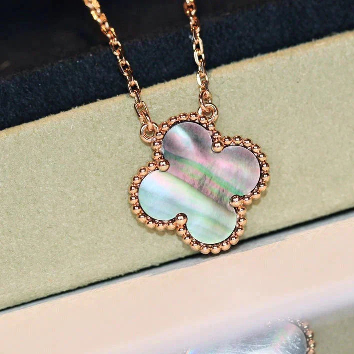[Demi jewelry]CLOVER 15MM  GRAY MOTHER OF PEARL NECKLACE