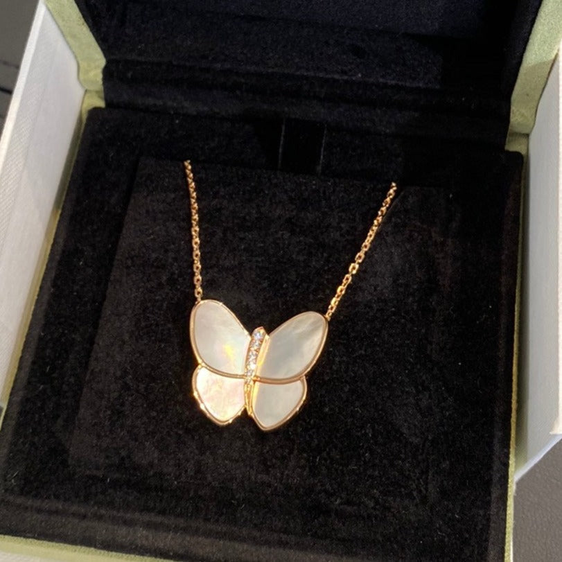 [Demi jewelry]BUTTERFLY GOLD MOP DIAMOND NECKLACE