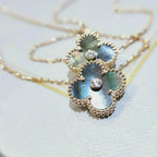 [Demi jewelry]CLOVER 15MM DIAMOND AND MOTHER-OF-GREY NECKLACE