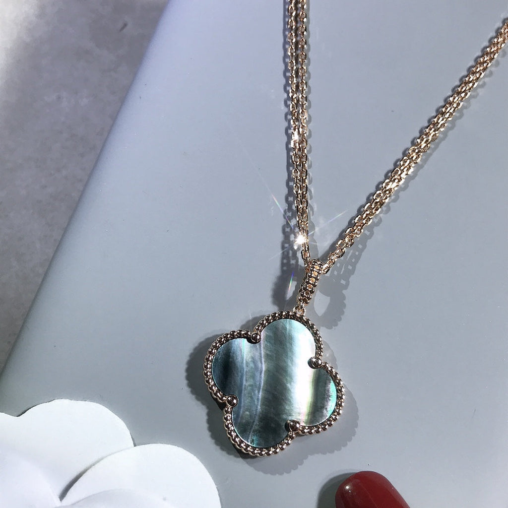 [Demi jewelry]CLOVER 25MM GOLD DARK MOP BIG CLOVER NECKLACE