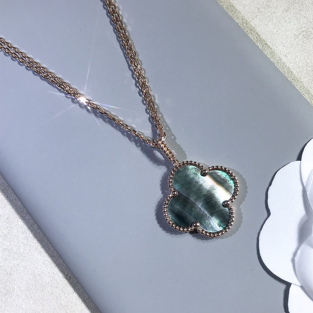 [Demi jewelry]CLOVER 25MM GOLD DARK MOP BIG CLOVER NECKLACE