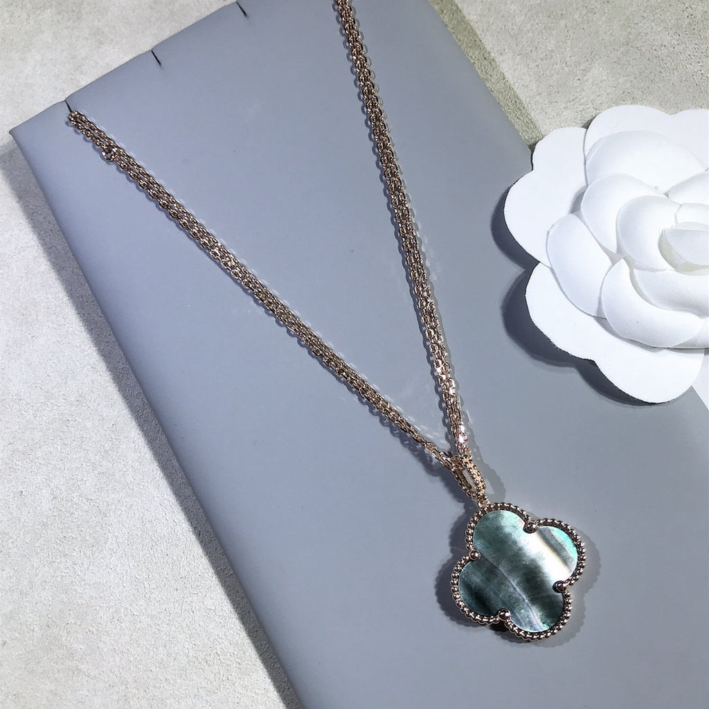 [Demi jewelry]CLOVER 25MM GOLD DARK MOP BIG CLOVER NECKLACE